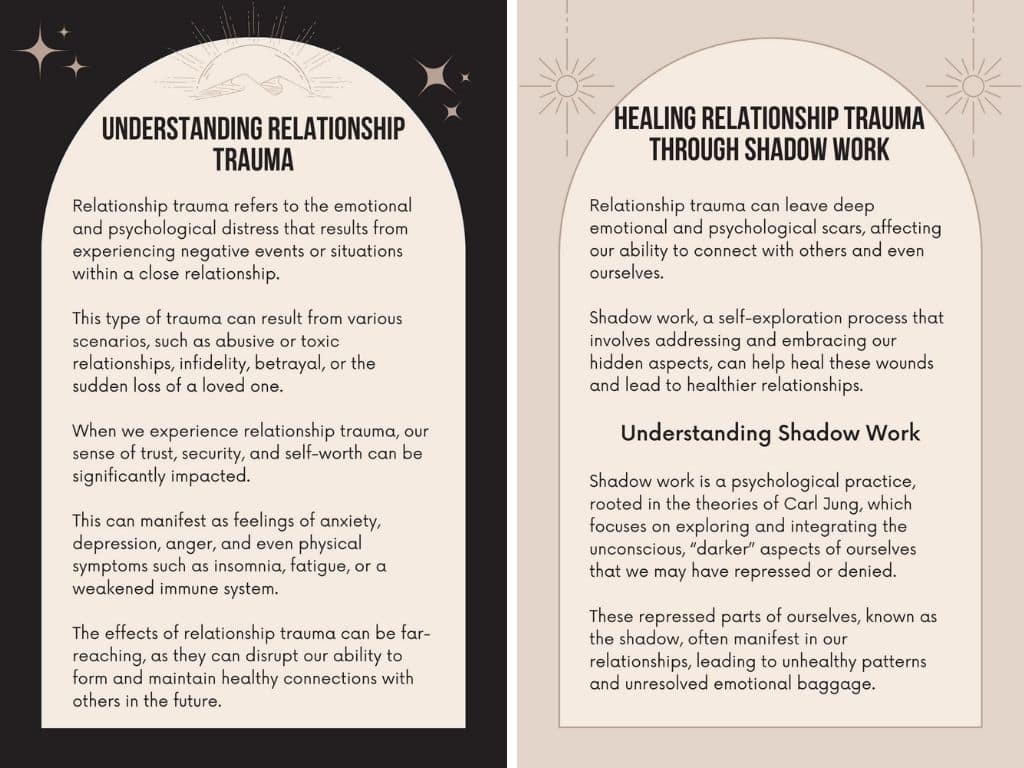 Shadow Work Journal for Relationship Trauma